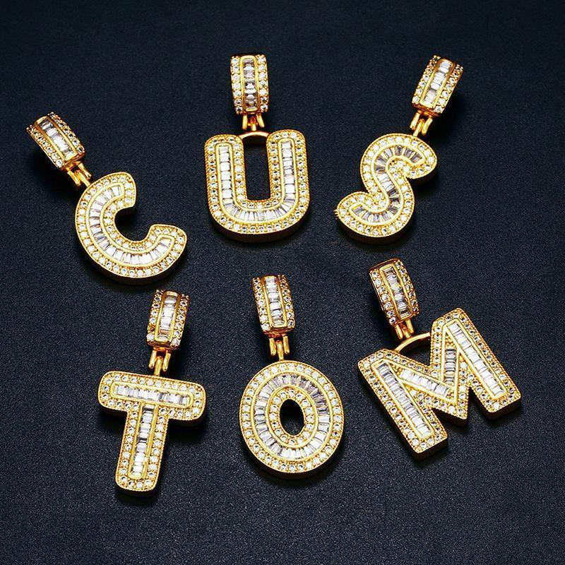 Custom Name Baguette Letters Pendant by Bling Proud | Urban Jewelry Online Store