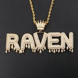 Custom Name Crown & Drip Letter Pendant by Bling Proud | Urban Jewelry Online Store