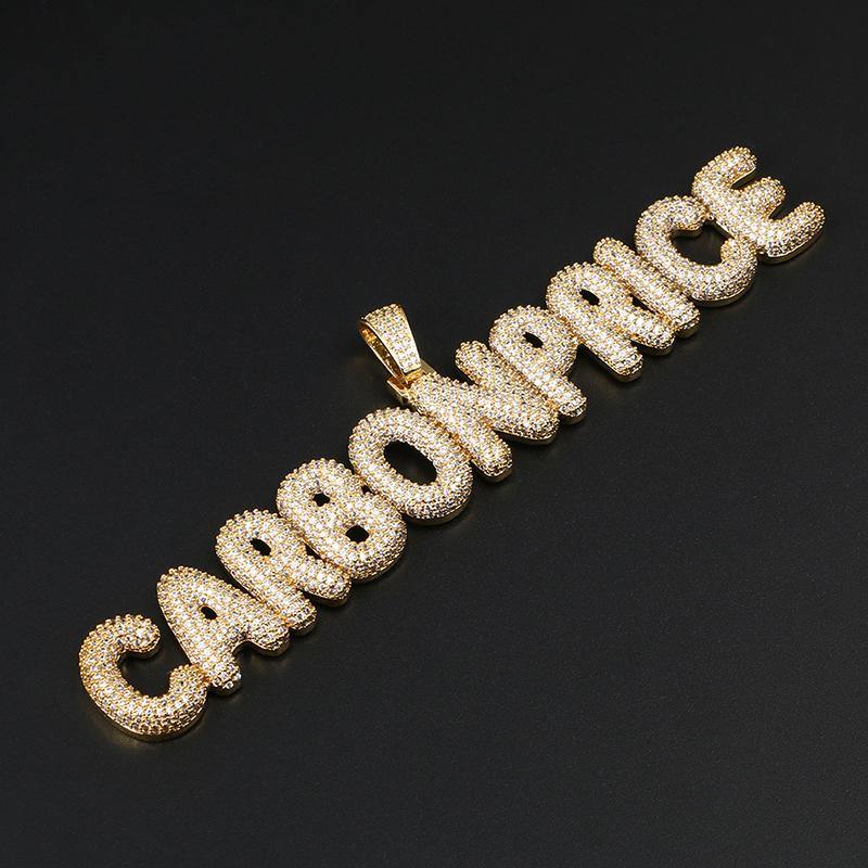 Custom Name Iced Bubble Letter Pendant 18k Gold by Bling Proud | Urban Jewelry Online Store