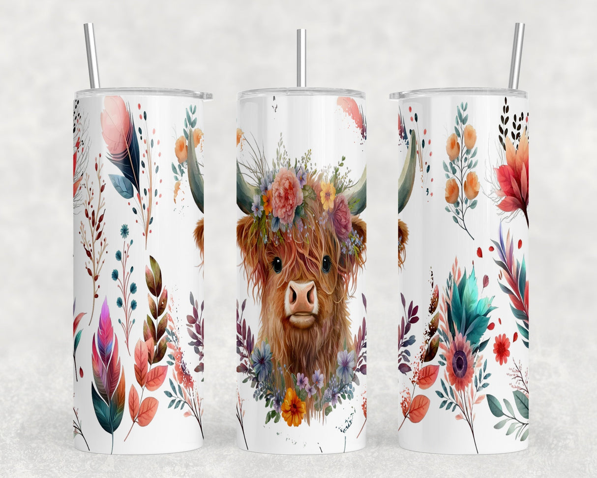 Cute Cow|Skinny Tumbler|Optional Bluetooth Speaker| Speaker Color Varies by Rowdy Ridge Co