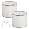 Lamp Shade 2 Set with Harp 11 x 13 x 10 inches (Light Linen with Black Edge)