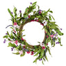 Artificial Decorative Wreath 22 in Pink Green with Daisies Year Round Wreath