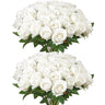 60 Pcs White Roses Artificial Flowers Realistic Bouquet for Xmas Home Decor