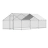 Metal Chicken Coop 9.8x19.6x6.5 ft Walk-in Chicken Run with Cover Spire Roof