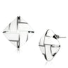 TK896 - High polished (no plating) Stainless Steel Earrings with Epoxy in White