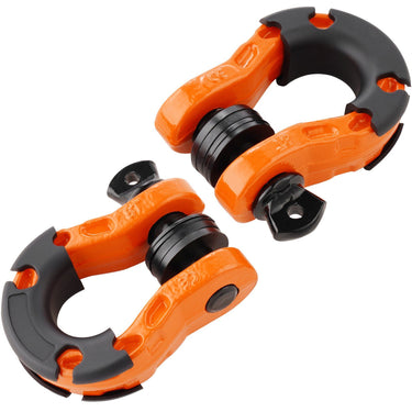 3/4" D-Ring Shackle, 2 Pack Alloy Steel Shackles 66139 lbs (30 Ton) Break Strength with 7/8" Screw Pin, Isolators & Washers, Heavy Duty Off Road Vehicle Recovery Shackle for Jeep Truck, Orange