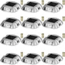 Driveway Lights 12-Pack Solar Driveway Lights Bright White with Screws Solar Deck Lights Outdoor Waterproof Wireless Dock Lights 6 LEDs for Path Warning Garden Walkway Sidewalk Steps