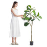 Artificial Fiddle Leaf Fig Tree, 5 FT, Secure PE Material & Anti-Tip Tilt Protection Low-Maintenance Faux Plant, Lifelike Green Fake Potted Tree for Home Office Warehouse Decor Indoor Outdoor
