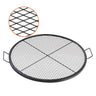 X-Marks Fire Pit Grill Grate, Round Cooking Grate, Heavy Duty Steel Campfire BBQ Grill Grid with Handle and Support X Wire, Portable Camping Cookware for Outside Party & Gathering, 36 Inch Black