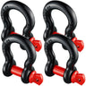 5/8" D-Ring Shackle, 4 Pack Alloy Steel Shackles 28660 lbs (13 Ton) Break Strength with 3/4" Screw Pin, Heavy Duty Off Road Vehicle Recovery Shackle, Towing Accessories for Jeep Truck, Black