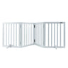 Free Standing Dog Gate, 24" H x 80.3" W Freestanding Pet Gate, 4 Panels Foldable Dog Gate for Wide and Narrow Passageways, Expandable Dog Barrier with Silent Foot Support for Indoor, White