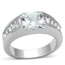 LOA843 - Rhodium Brass Ring with AAA Grade CZ in Clear