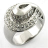 LOA672 - Rhodium Brass Ring with AAA Grade CZ in Clear