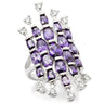 LOA933 - Rhodium Brass Ring with AAA Grade CZ in Amethyst