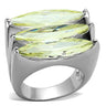 LOA916 - Rhodium Brass Ring with AAA Grade CZ in Apple Green color