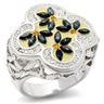 LOA940 - Rhodium Brass Ring with Top Grade Crystal in Multi Color