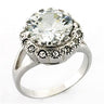 LOA638 - Rhodium 925 Sterling Silver Ring with AAA Grade CZ in Clear