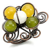 LOA598 - Antique Tone Brass Ring with Assorted in Multi Color