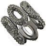 1W033 - Ruthenium Brass Ring with Top Grade Crystal in Black Diamond
