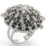 1W029 - Rhodium Brass Ring with AAA Grade CZ in Black Diamond