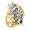 10520 - Gold+Rhodium Brass Ring with AAA Grade CZ in Clear