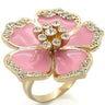 0W376 - Gold Brass Ring with Top Grade Crystal in Clear