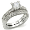 1W004 - Rhodium Brass Ring with AAA Grade CZ in Clear