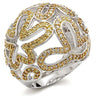 1W095 - Reverse Two-Tone Brass Ring with AAA Grade CZ in Topaz
