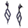 TK2379 - IP Black(Ion Plating) Stainless Steel Earrings with Top Grade Crystal in Tanzanite