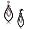 TK2532 - Two-Tone IP Black (Ion Plating) Stainless Steel Earrings with Top Grade Crystal in Light Rose