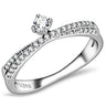 DA153 - High polished (no plating) Stainless Steel Ring with AAA Grade CZ in Clear