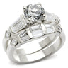 6X014 - Rhodium Brass Ring with AAA Grade CZ in Clear