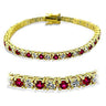 415901 - Gold Brass Bracelet with Synthetic Garnet in Ruby