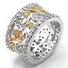 7X089 - Tricolor Brass Ring with AAA Grade CZ in Clear
