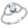 DA137 - High polished (no plating) Stainless Steel Ring with AAA Grade CZ in Clear