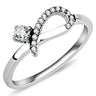 DA143 - High polished (no plating) Stainless Steel Ring with AAA Grade CZ in Clear