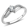 DA144 - High polished (no plating) Stainless Steel Ring with AAA Grade CZ in Clear