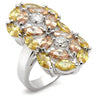 7X190 - Rhodium 925 Sterling Silver Ring with AAA Grade CZ in Multi Color