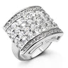 7X146 - Rhodium Brass Ring with AAA Grade CZ in Clear