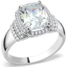 DA024 - High polished (no plating) Stainless Steel Ring with Cubic in Clear