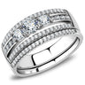 DA062 - High polished (no plating) Stainless Steel Ring with AAA Grade CZ in Clear