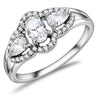 DA103 - High polished (no plating) Stainless Steel Ring with AAA Grade CZ in Clear