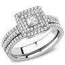 DA064 - High polished (no plating) Stainless Steel Ring with AAA Grade CZ in Clear