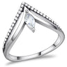 DA109 - High polished (no plating) Stainless Steel Ring with AAA Grade CZ in Clear