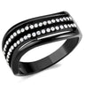 DA126 - IP Black(Ion Plating) Stainless Steel Ring with AAA Grade CZ in Clear
