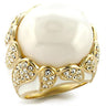 9W183 - Gold Brass Ring with Milky CZ in White
