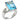 9X012 - Rhodium Brass Ring with Synthetic Synthetic Glass in Sea Blue