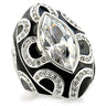 9W160 - Rhodium Brass Ring with AAA Grade CZ in Clear