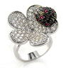 80507 - Rhodium + Ruthenium Brass Ring with AAA Grade CZ in Multi Color