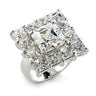 80215 - Rhodium Brass Ring with AAA Grade CZ in Clear